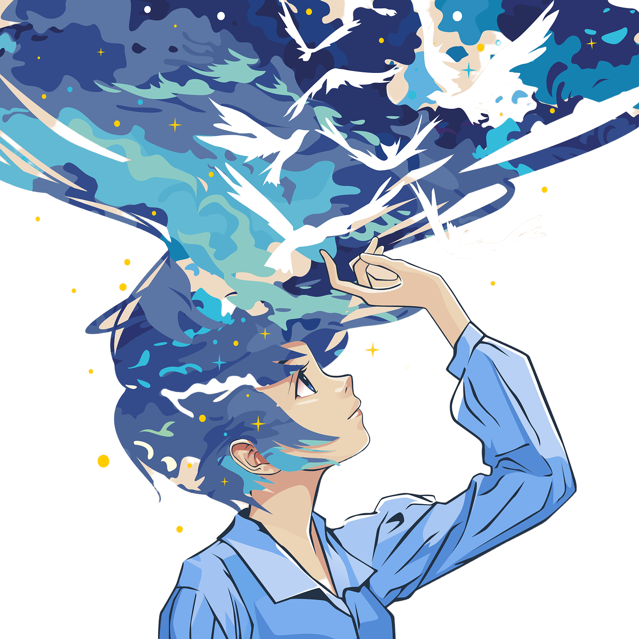 Ilustración de pensamientos liberándose